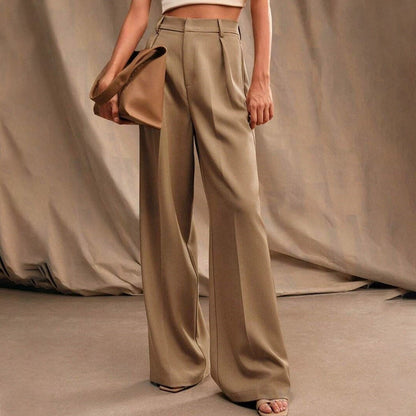 Women’s High Waist Wide-Leg Pants with Pockets