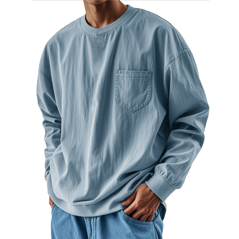 ⌛Limited-Time Offer-Men’s Oversized Crewneck Long Sleeve Pocket Shirt