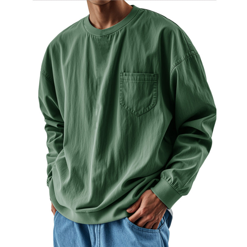 ⌛Limited-Time Offer-Men’s Oversized Crewneck Long Sleeve Pocket Shirt