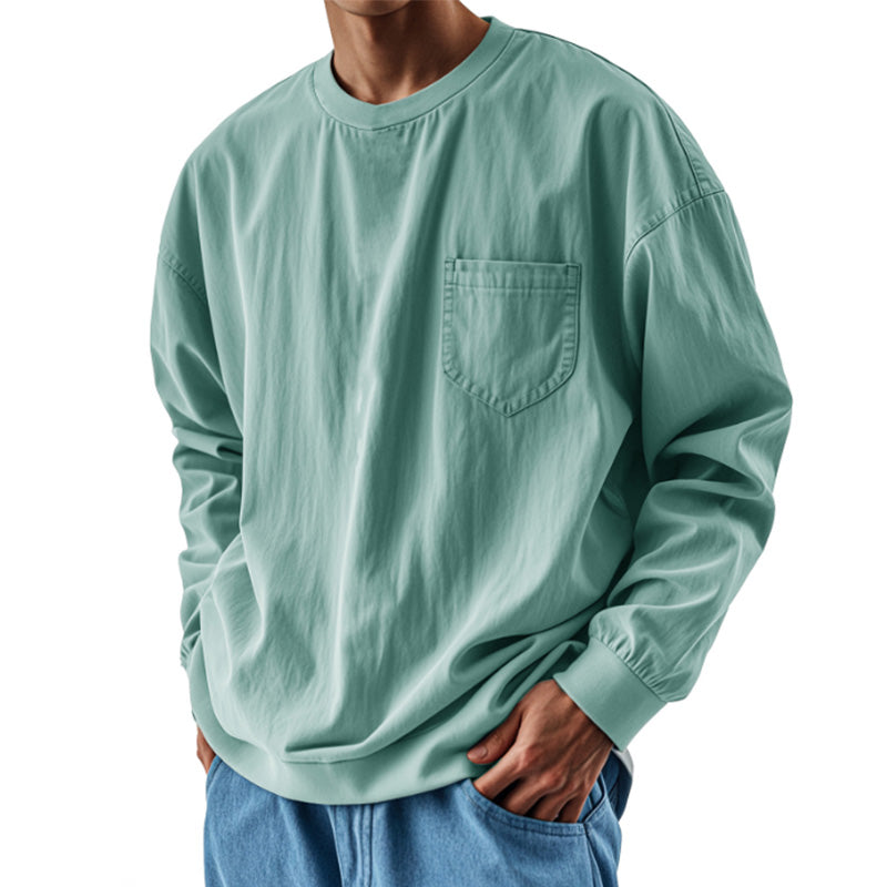 ⌛Limited-Time Offer-Men’s Oversized Crewneck Long Sleeve Pocket Shirt