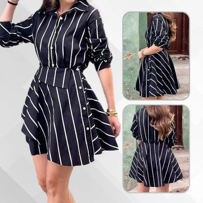 🔥NEW ARRIVAL LIMITED TIME OFFER🔥Women’s Long Shirt with Asymmetrical Wrap Overlay Skirt