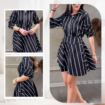 🔥NEW ARRIVAL LIMITED TIME OFFER🔥Women’s Long Shirt with Asymmetrical Wrap Overlay Skirt