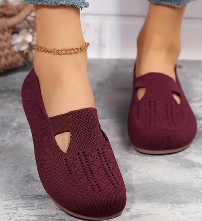 Women Walking Comfortable Breathable Knit Flats Shoes
