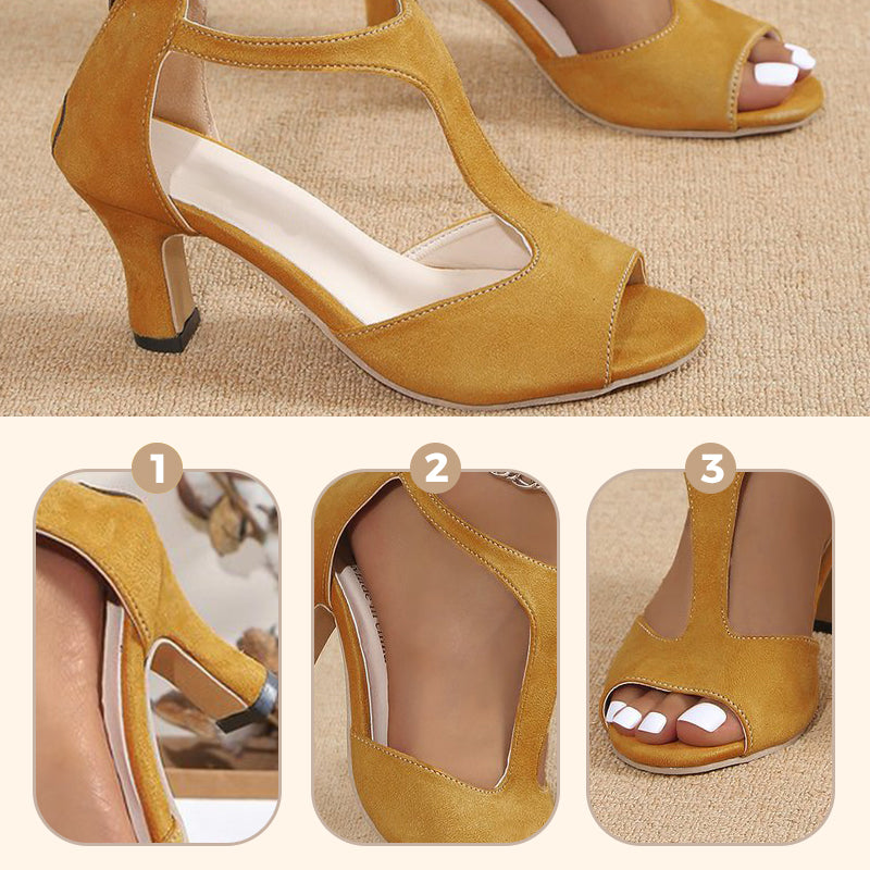 Women's Back Zipper Peep-Toe High Heel Sandals