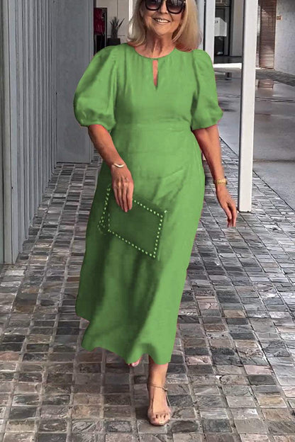 Solid Color Cotton And Linen Dress