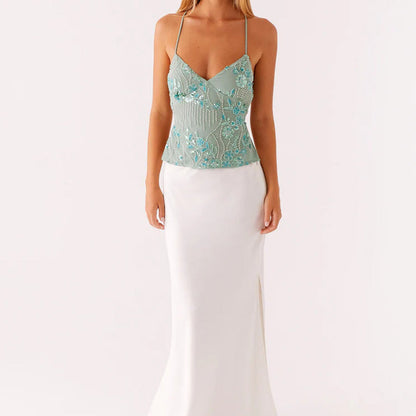 Sexy Embroidered Sequined Cropped Camisole