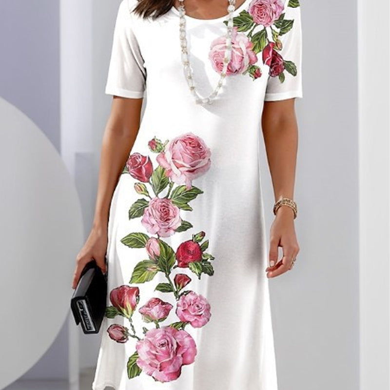 ⏳ Limited time 50% off! 💥Rose Bloom Short Sleeve Dress（The more you buy, the higher the discount）