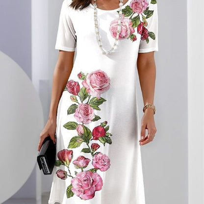 ⏳ Limited time 50% off! 💥Rose Bloom Short Sleeve Dress（The more you buy, the higher the discount）