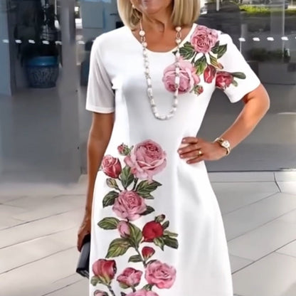 ⏳ Limited time 50% off! 💥Rose Bloom Short Sleeve Dress（The more you buy, the higher the discount）