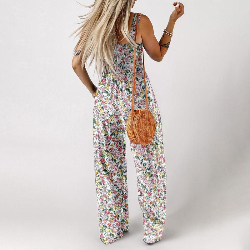 🏖️LAST DAY SALE: ONLY $32.8!!🌼Women’s Casual Print Sleeveless Overalls Jumpsuits