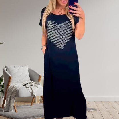 Long T-Shirt Dress with Side Slits