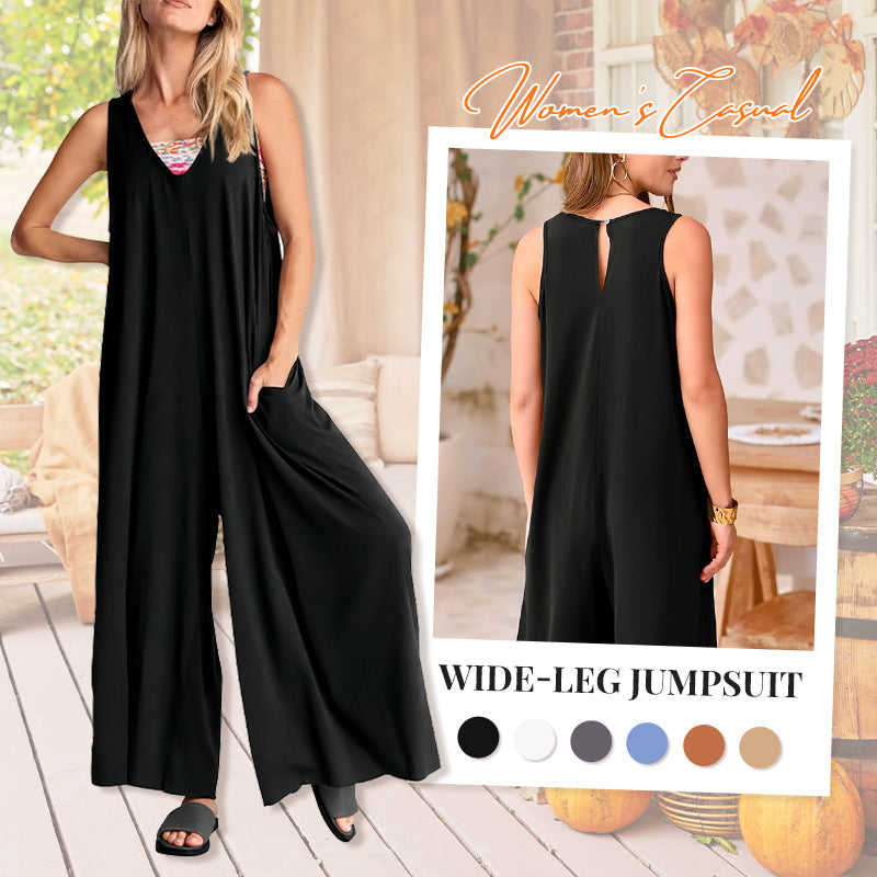 🌞Limited - Time 56% Off! 👗Summer - Ready Women's V - Neck Sleeveless Wide - Leg Jumpsuit 🌴