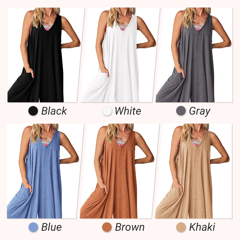 🌞Limited - Time 56% Off! 👗Summer - Ready Women's V - Neck Sleeveless Wide - Leg Jumpsuit 🌴