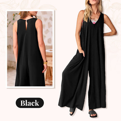 🌞Limited - Time 56% Off! 👗Summer - Ready Women's V - Neck Sleeveless Wide - Leg Jumpsuit 🌴