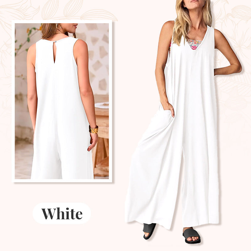 🌞Limited - Time 56% Off! 👗Summer - Ready Women's V - Neck Sleeveless Wide - Leg Jumpsuit 🌴
