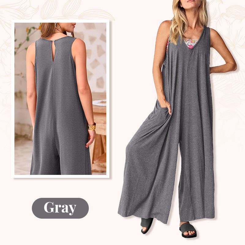 🌞Limited - Time 56% Off! 👗Summer - Ready Women's V - Neck Sleeveless Wide - Leg Jumpsuit 🌴