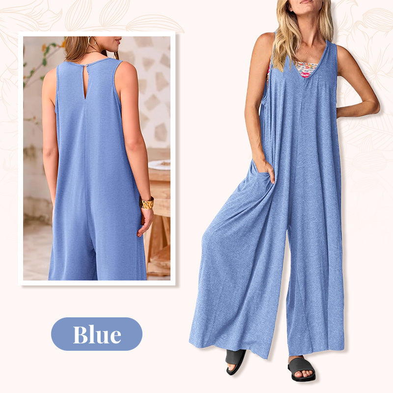 🌞Limited - Time 56% Off! 👗Summer - Ready Women's V - Neck Sleeveless Wide - Leg Jumpsuit 🌴