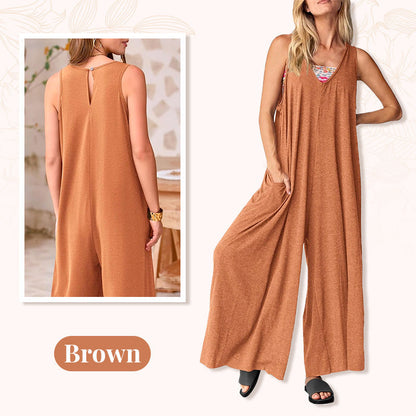 🌞Limited - Time 56% Off! 👗Summer - Ready Women's V - Neck Sleeveless Wide - Leg Jumpsuit 🌴