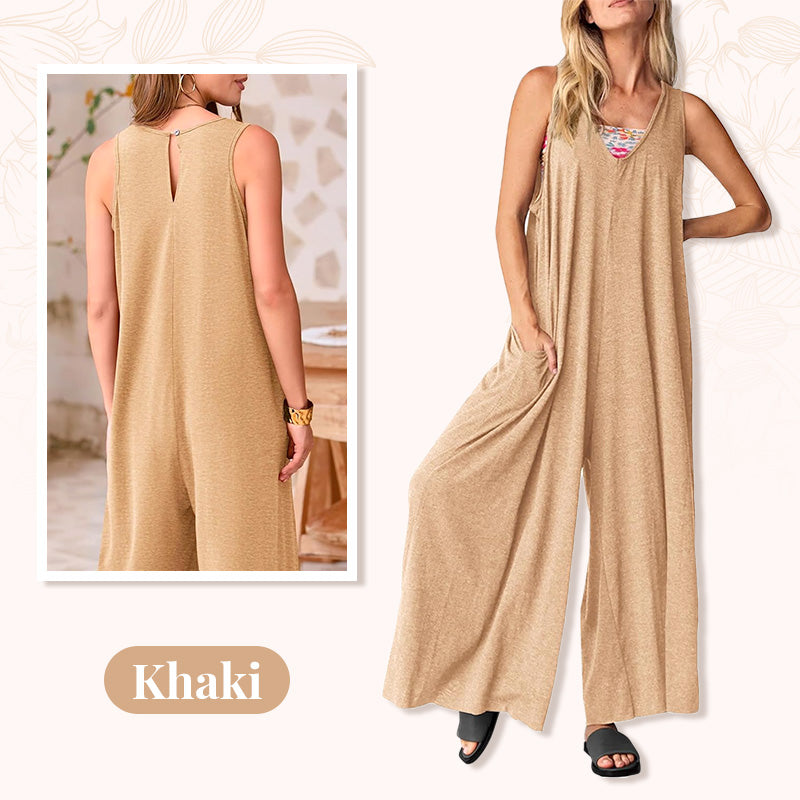 🌞Limited - Time 56% Off! 👗Summer - Ready Women's V - Neck Sleeveless Wide - Leg Jumpsuit 🌴