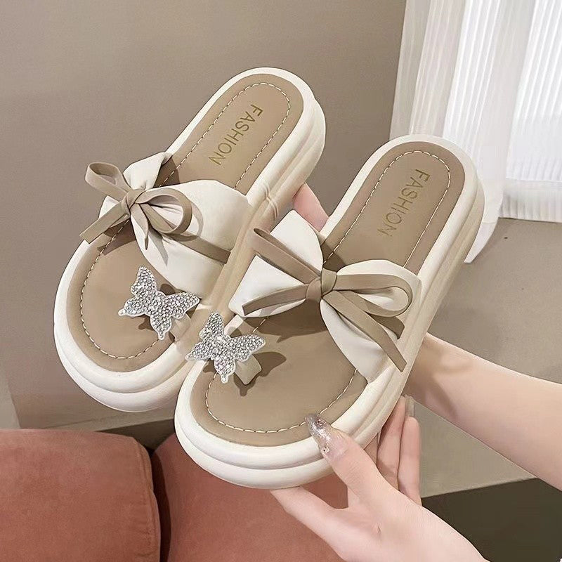 Women's Fashion Bowknot Thick Bottom Slippers