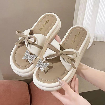 Women's Fashion Bowknot Thick Bottom Slippers
