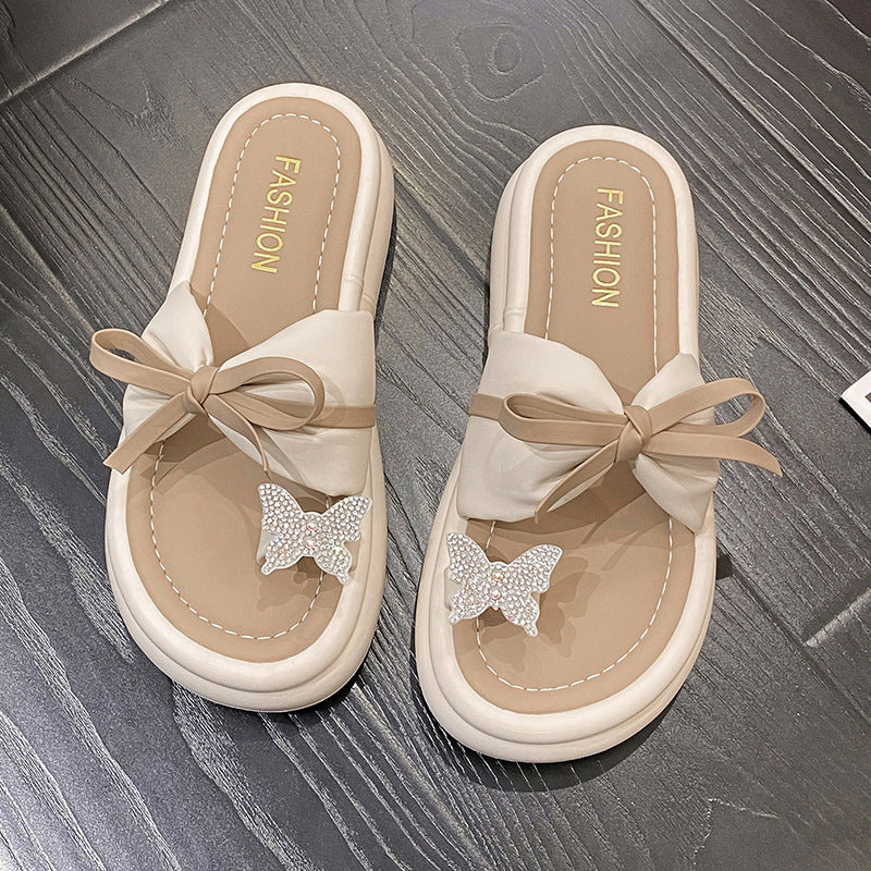 Women's Fashion Bowknot Thick Bottom Slippers