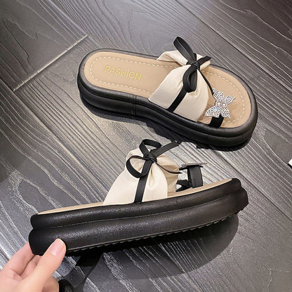 Women's Fashion Bowknot Thick Bottom Slippers