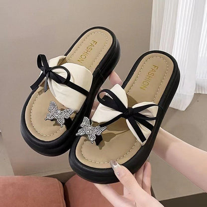 Women's Fashion Bowknot Thick Bottom Slippers