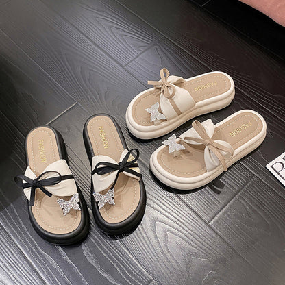 Women's Fashion Bowknot Thick Bottom Slippers