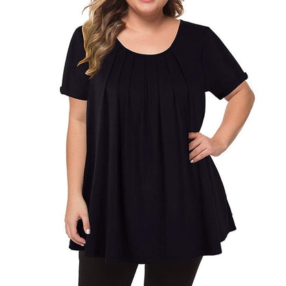 Women's Casual Plus Size Short Sleeve Flowy Blouse