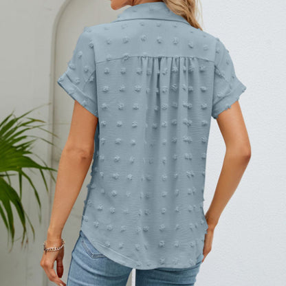 Women's Casual Short Sleeve Button Down Shirt