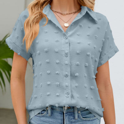 Women's Casual Short Sleeve Button Down Shirt