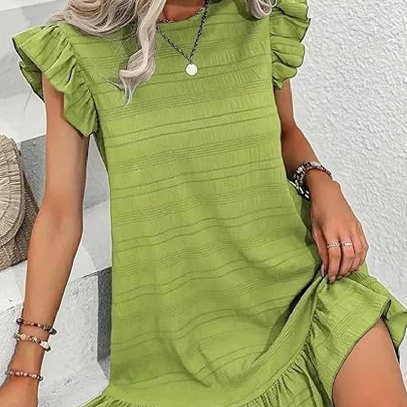 🔥Hot Sale❤️ Women's Ruffle Hem Sleeveless Round Neck Dress