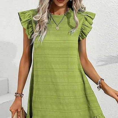 🔥Hot Sale❤️ Women's Ruffle Hem Sleeveless Round Neck Dress