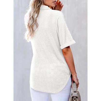 Women's Lapel Loose Short Sleeve Top