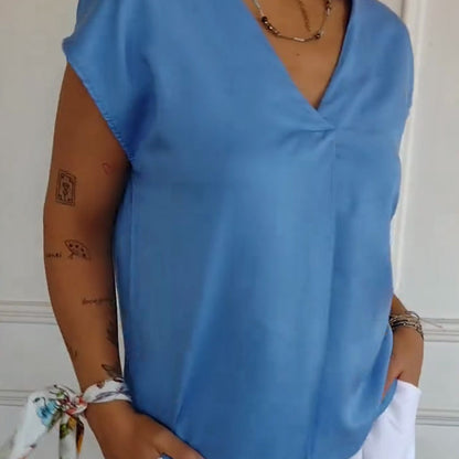 Women’s Solid Color V-Neck Dolman Sleeve Top