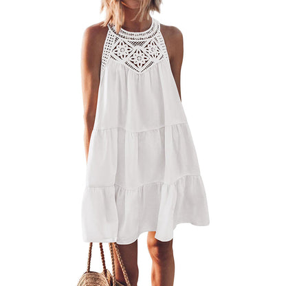 Women's Summer Hollow Out Halter Dress