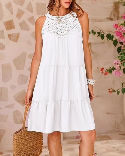 Women's Summer Hollow Out Halter Dress