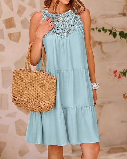 Women's Summer Hollow Out Halter Dress