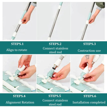 🔥Summer Hot Sale 49% OFF🔥Flat Mop with Stainless Steel Handle with Reusable Washable Mop Cloths