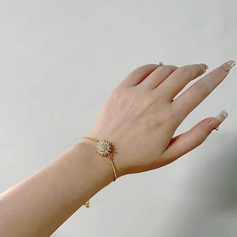 Spinning Sunflower Bracelet With Gift Box – A Calming and Relaxing Accessory for Mothers Day Gift, Valentines Day Gifts, Galentines Day Gifts, Birthday Gifts Jewelry