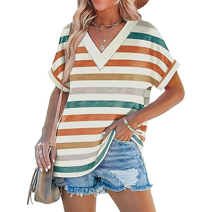 Women's V-Neck Dolman Sleeve Short-Sleeve Top