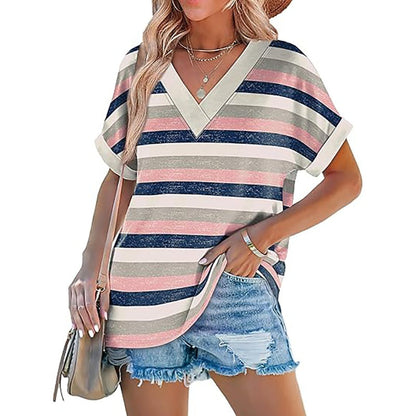 Women's V-Neck Dolman Sleeve Short-Sleeve Top