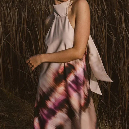 Women's Tie-Dye Halter Maxi Dress