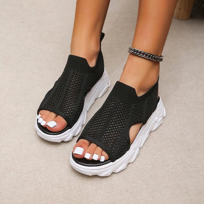Women’s Casual Breathable Hollow Knitted Platform Sandals