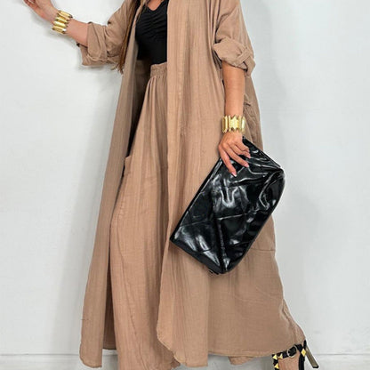 Women's Casual Cardigan Wide Leg Pants 2 Pieces Set