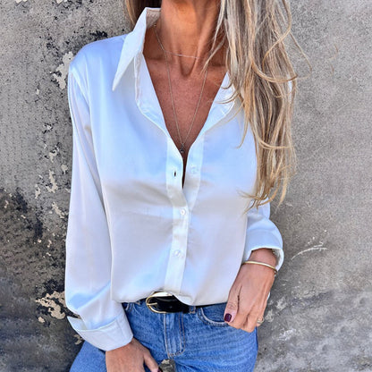 🌴Summer Specials👔Elegant Satin Long Sleeve Shirt