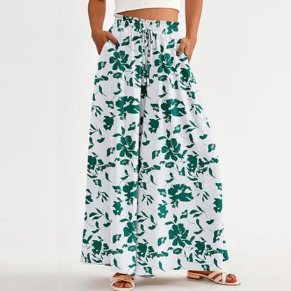 Floral Print High-Waisted Wide Leg Pants