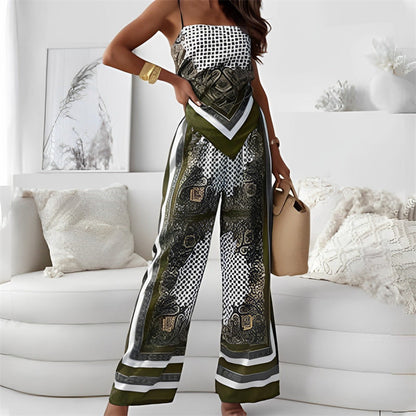 Women's 2 Piece Outfits Bandana Crop Top & Pants