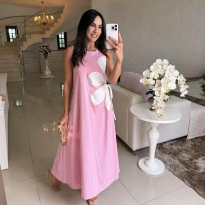 Women's Elegant Printed Sleeveless Dress